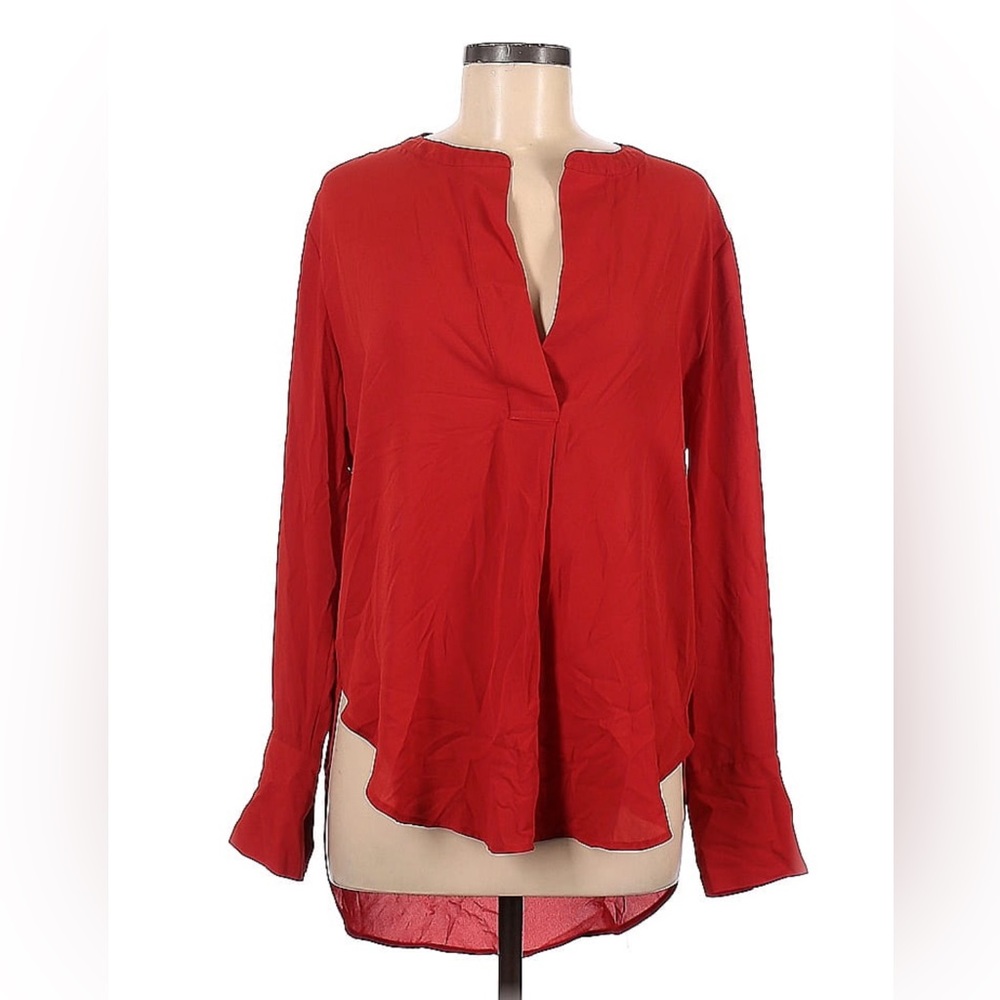 Banana Republic Size M Long Sleeve Red Blouse